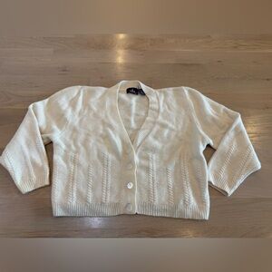 Vintage OBR cropped wool cardigan cream size large